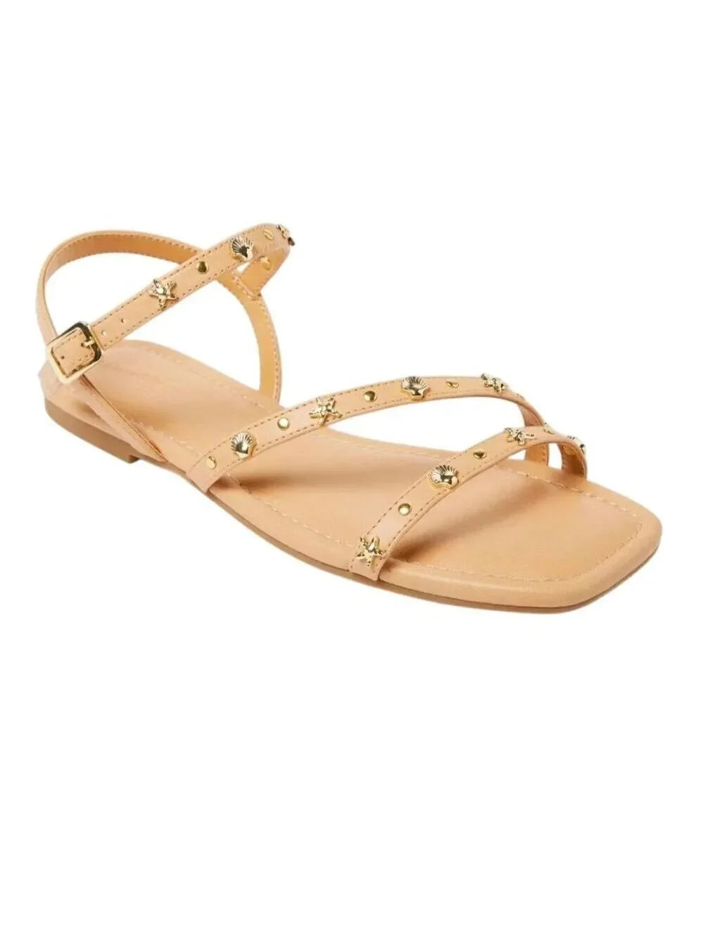 Universal Thread Women's Tan Florence Embellished Ankle Strap Sandals Size 11